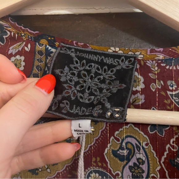 Jade by Johnny Was epsilon georgette paisley blouse with ruffled sleeves BNWT L - Picture 7 of 11